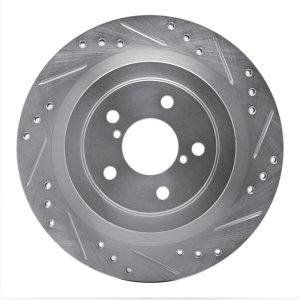 Subaru Impreza Brake Rotor (1) - Rear Right - R1 Concepts - Drilled & Slotted - Silver - `05-`09